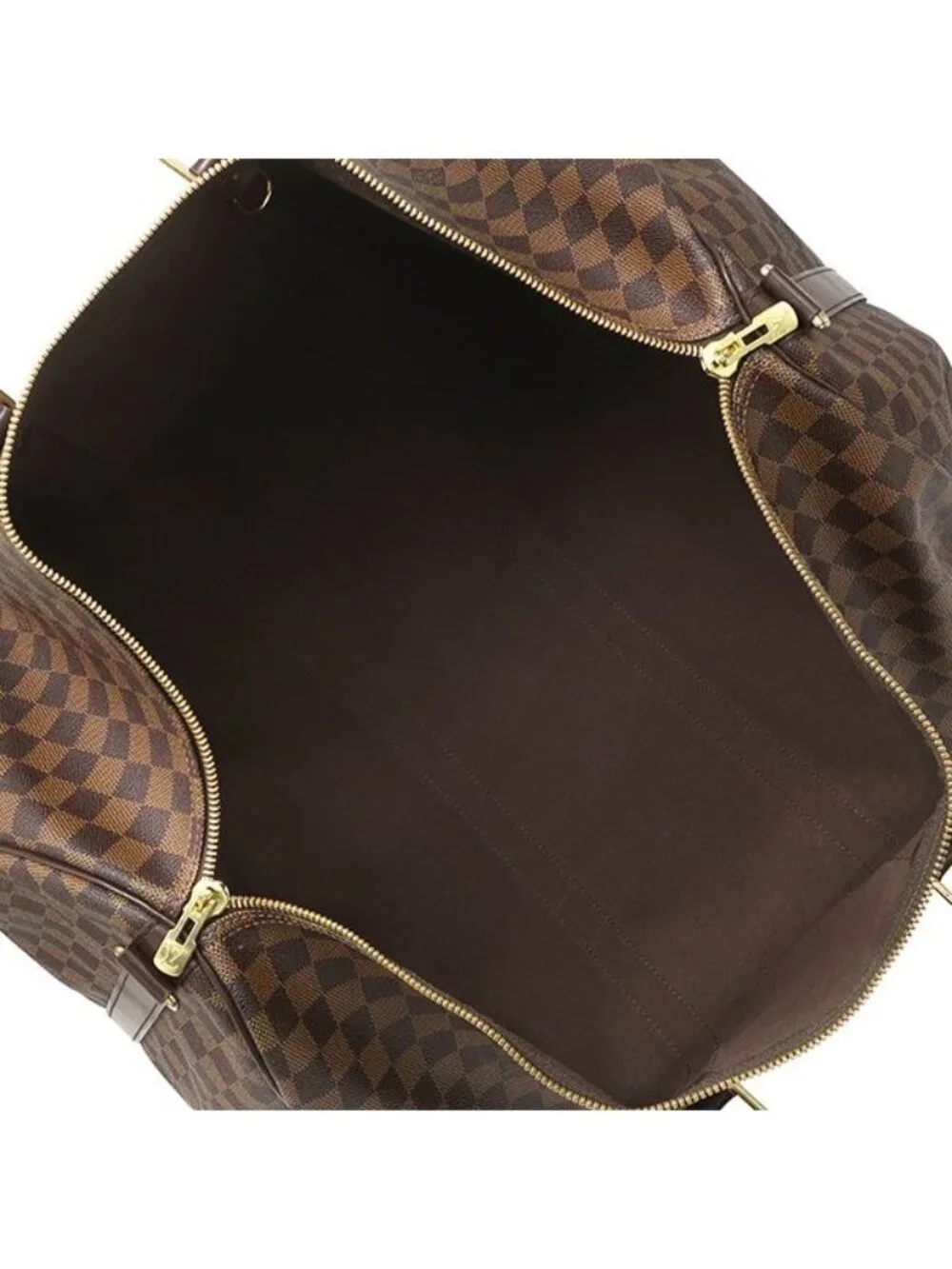 Louis Vuitton Boston Bag Keepall Bandouliere 55 Damier Canvas Ebene Gold Brown